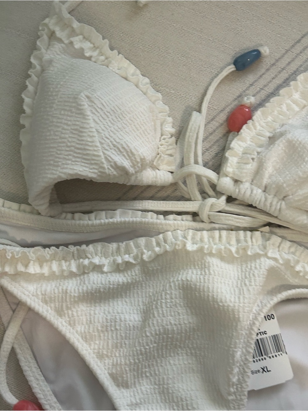 NWT Shoshanna beaded Bikini Top & bottom set white sz xl /Dd 2pc swimwear - Picture 9 of 13